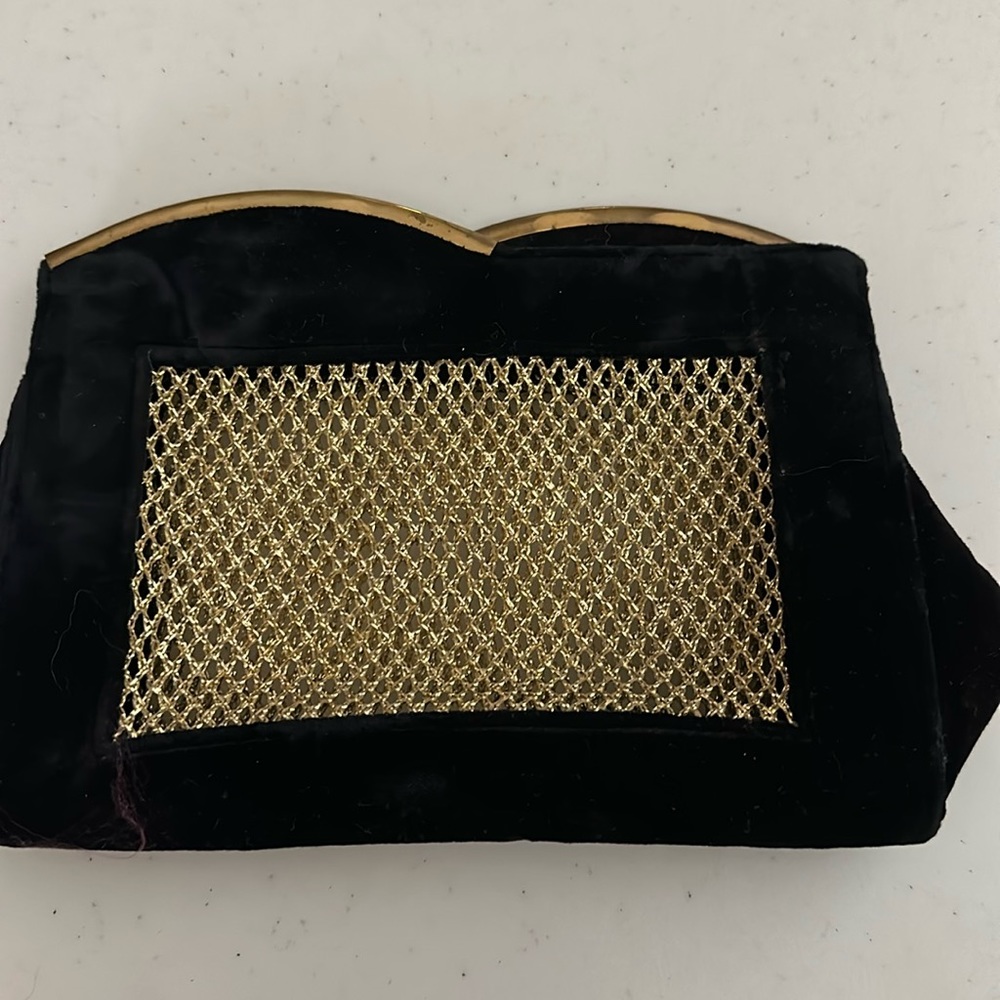 Velvet and mesh vintage clutch